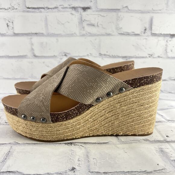 Lucky Brand LK-NEEKA Women's 10 M Platform Wedge Sandals Espadrilles Snakeskin - Picture 1 of 11